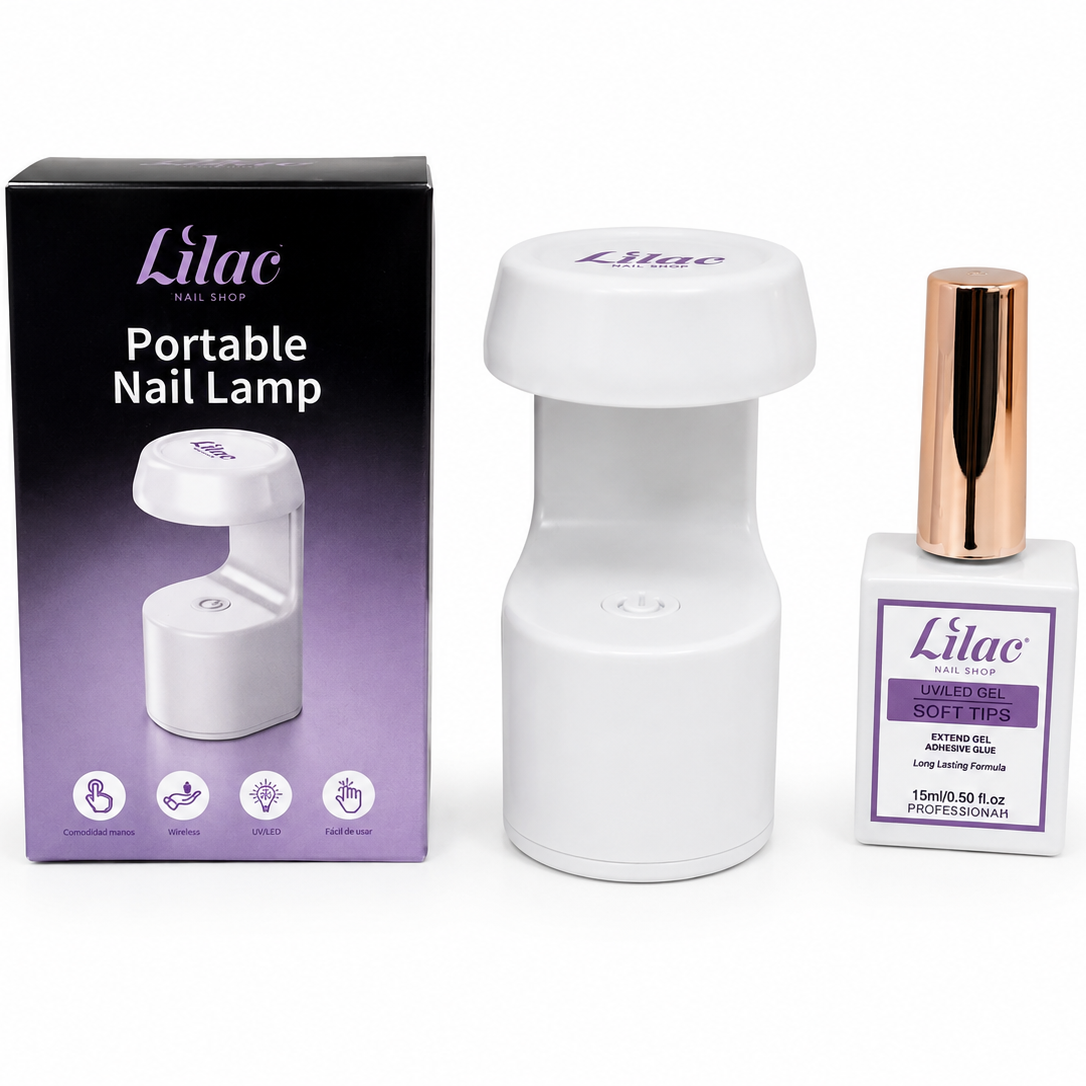 LILAC PORTABLE UV/LED NAIL LAMP + GEL GLUE BUNDLE